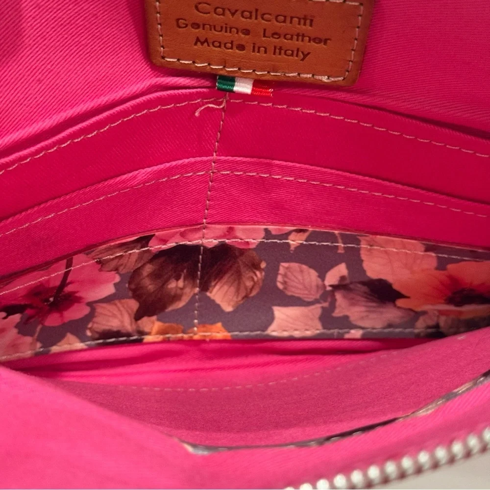 Cavalcanti Women's Floral Wristlet Purse Genuine Leather Made in Italy NEW